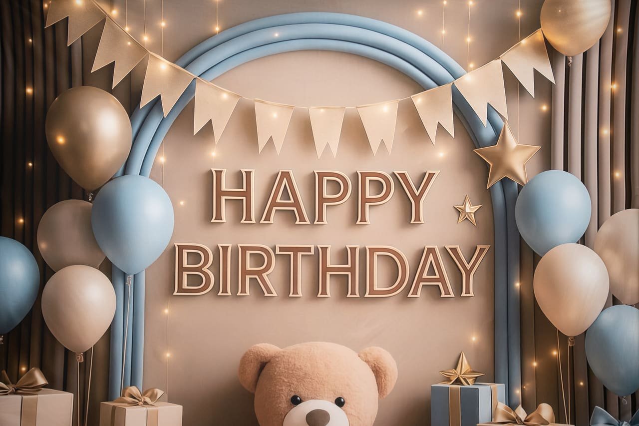 1st birthday, teddy theme — cover photo