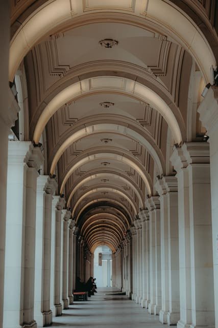 The Long Colonnade on a wall above a sofa